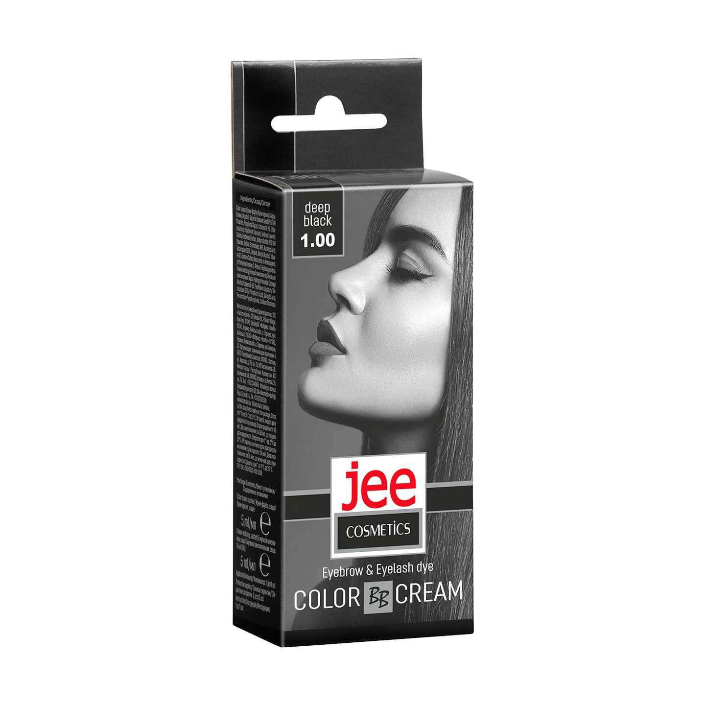 Крем-фарба для брів та вій Jee Cosmetics Eyebrow &amp; Eyelash Dye Color Cream 1.00 Глибокий чорний, 5 мл